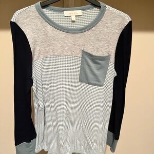 Gray and Blue Long Sleeve Tee